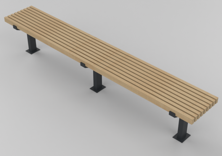 3D Sitzbänke und Pflanzengefäße - Holzbank - Nola - Luma...