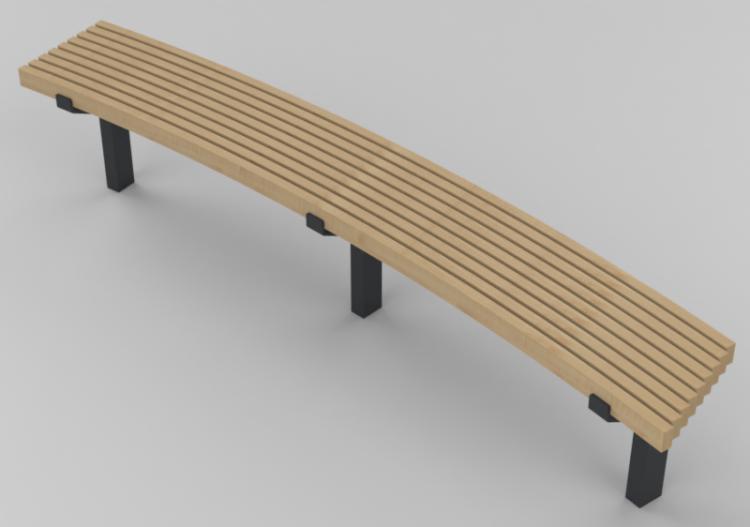 3D Sitzbänke und Pflanzengefäße - Holzbank - Nola - Luma...