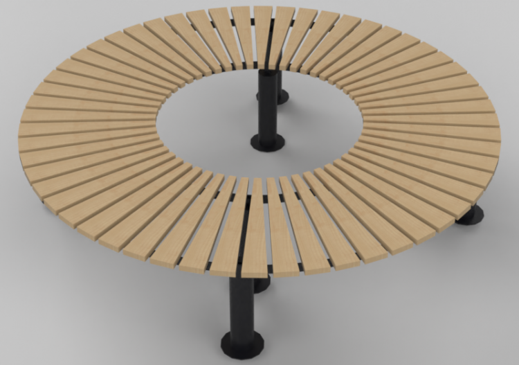Bancos 3D - Bancada de madeira circular - Nola - Orm - ACCA...