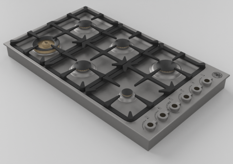 Elettrodomestici 3D - Piano cottura a gas da incasso 6...