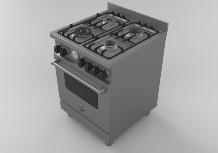 Electroménagers 3D - Cuisine à gaz 4 feux avec four...