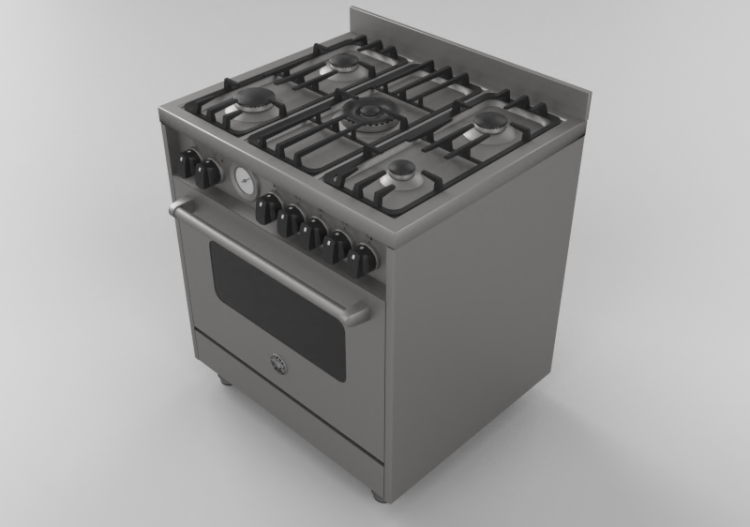 Electrodomésticos 3D - Cocina de gas 5 quemadores con horno...