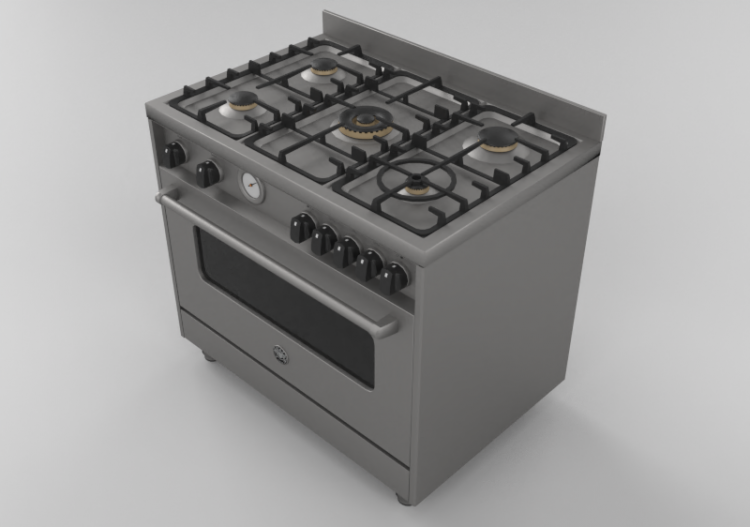 Elettrodomestici 3D - Cucina a gas 5 fuochi con forno...