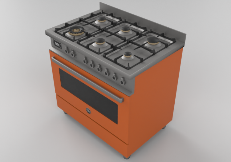 3D Haushaltgeräte - Gasherd mit 6 Kochfelder und ...