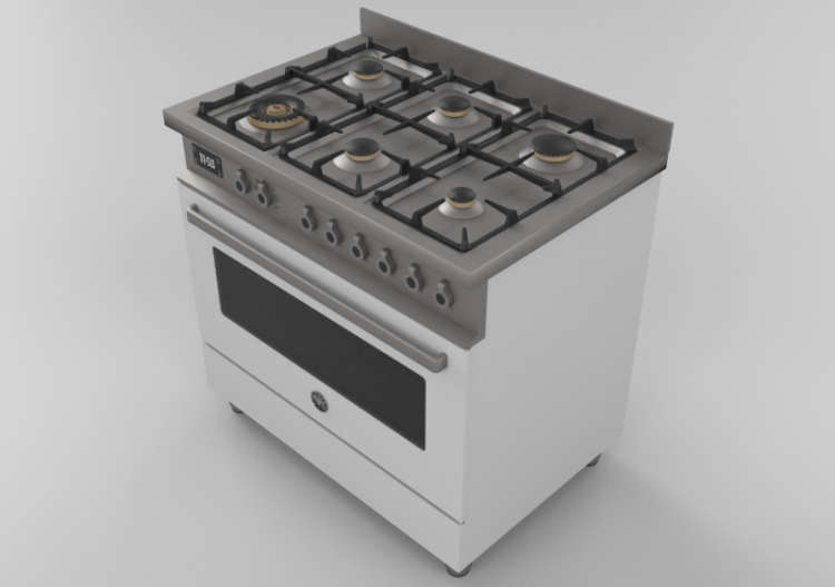 3D Haushaltgeräte - Gasherd mit 6 Kochfelder und...