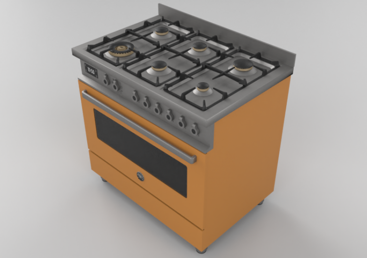 3D Haushaltgeräte - Gasherd mit 6 Kochfelder und...