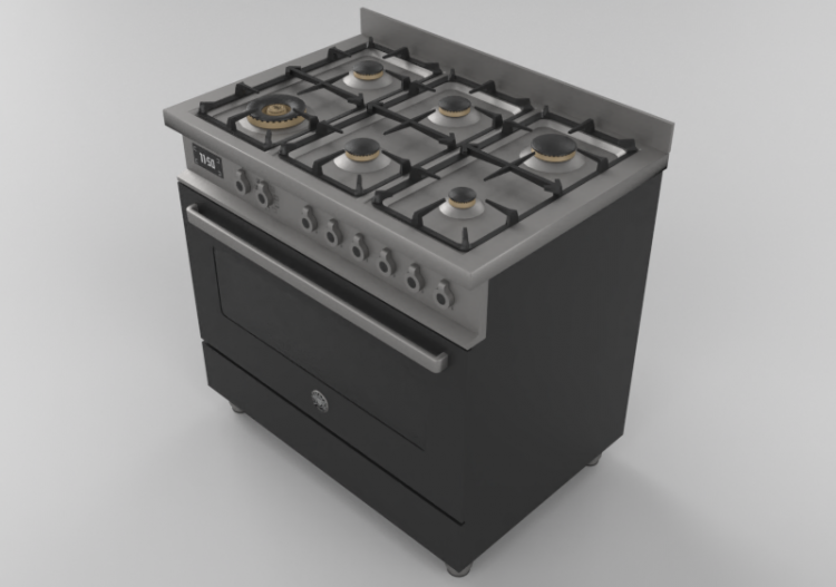 Electrodomésticos 3D - Cocina de gas 6 quemadores con horno...