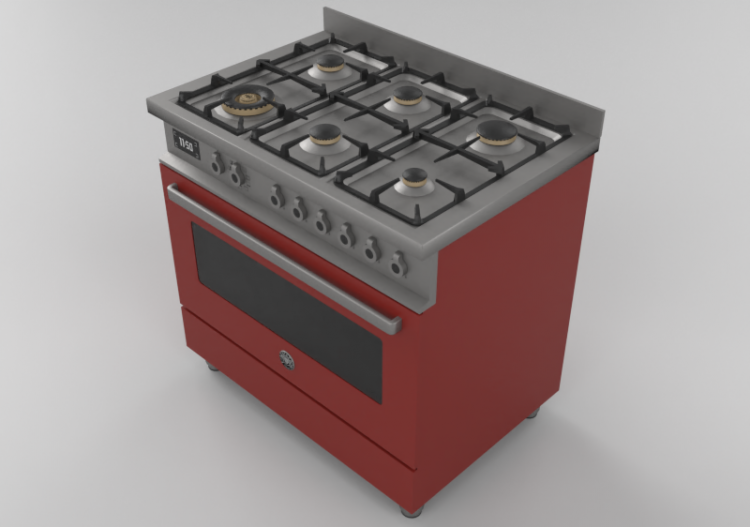 Electroménagers 3D - Cuisine à gaz 6 feux avec four...