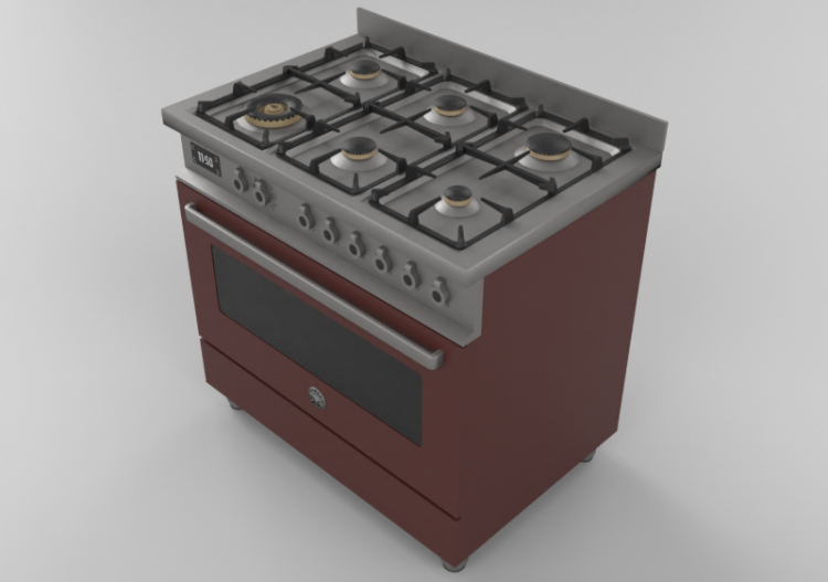 Electroménagers 3D - Cuisine à gaz 6 feux avec four...