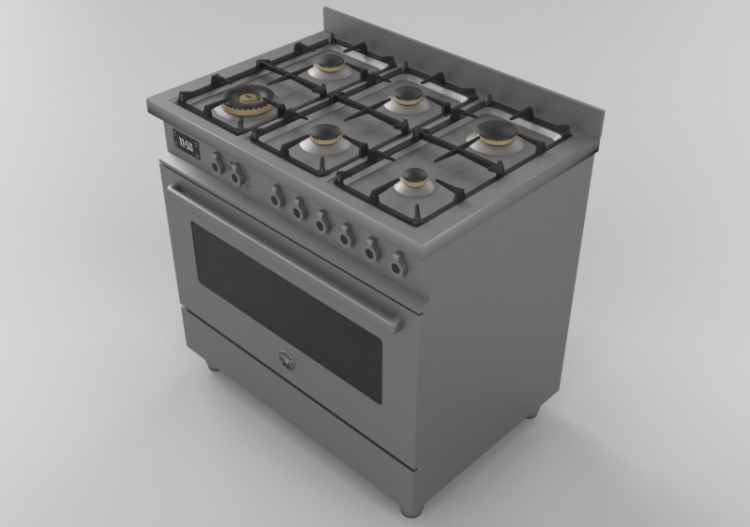 Elettrodomestici 3D - Cucina a gas 6 fuochi con forno...