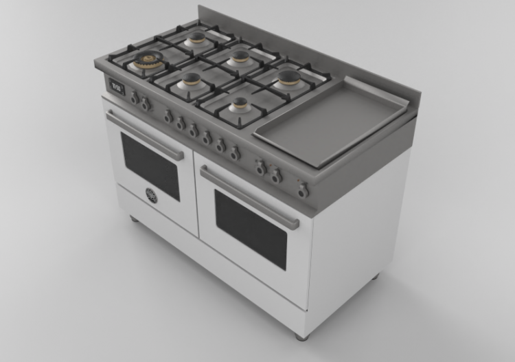 Electroménagers 3D - Cuisine à gaz 6 feux avec deux fours...