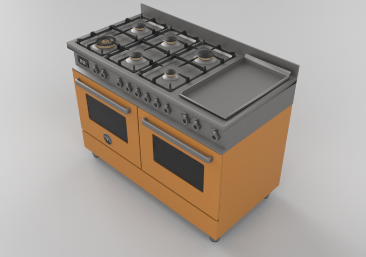 Elettrodomestici 3D - Cucina a gas 6 fuochi con due forni...