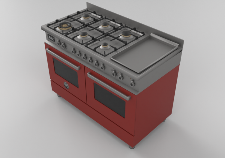 Electroménagers 3D - Cuisine à gaz 6 feux avec deux fours...