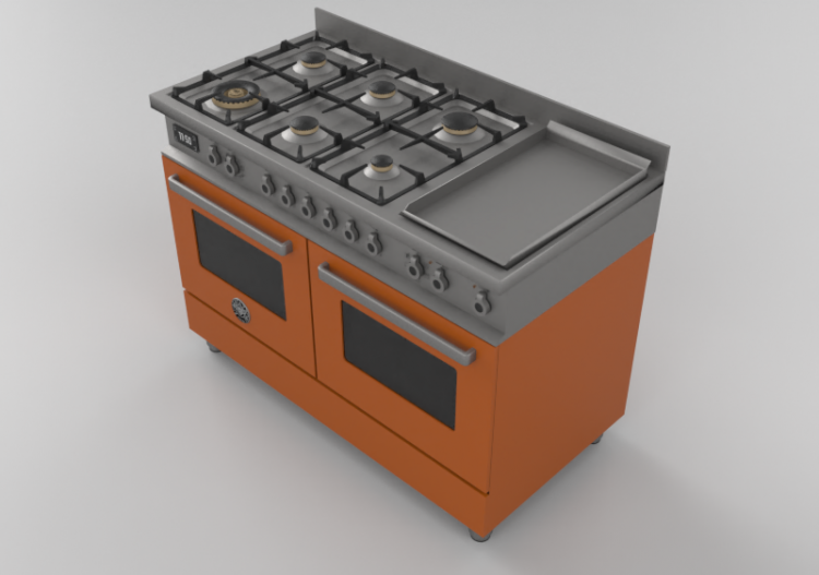 Electroménagers 3D - Cuisine à gaz 6 feux avec deux fours...