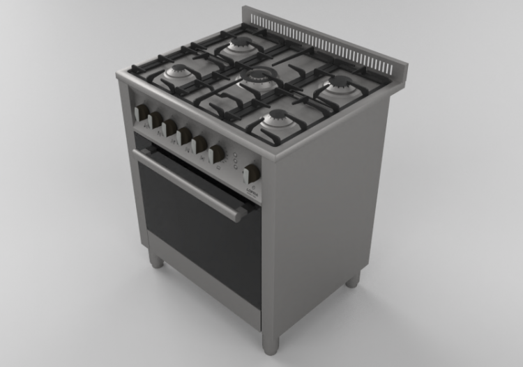 Eletrodomésticos 3D - Fogão a gás 4 bocas com forno a gás -...