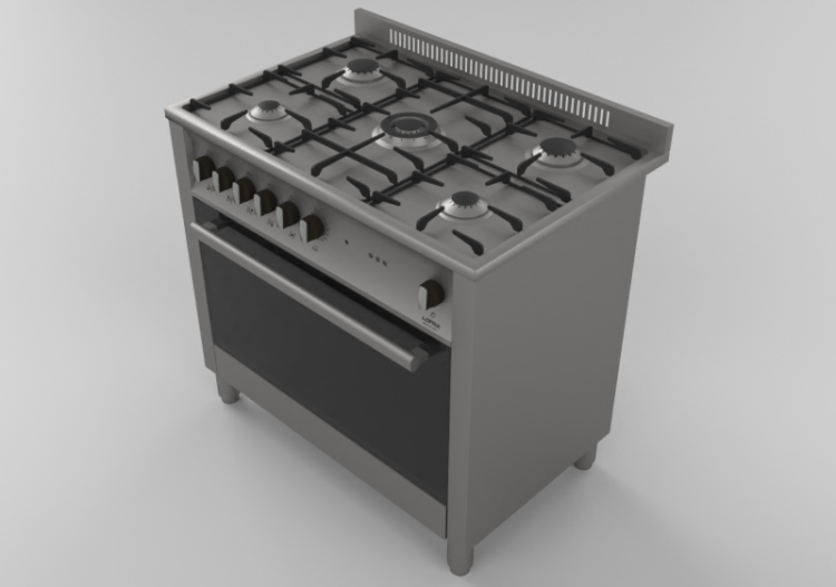 Electrodomésticos 3D - Cocina de gas 6 quemadores con horno...