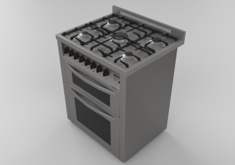 3D Electrical Appliances - Gas cooker with 5 burners and...