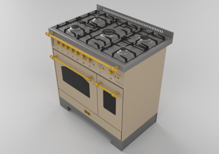 Electrodomésticos 3D - Cocina de gas 5 quemadores con horno...