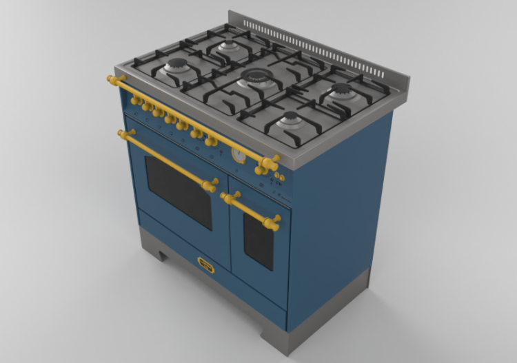 Electroménagers 3D - Cuisine à gaz 5 feux avec deux fours -...