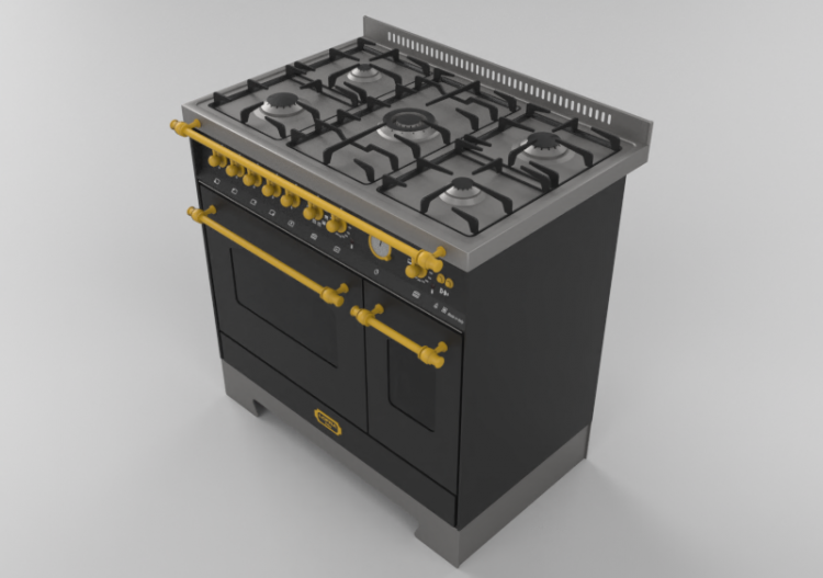 Electrodomésticos 3D - Cocina de gas 5 quemadores con dos...
