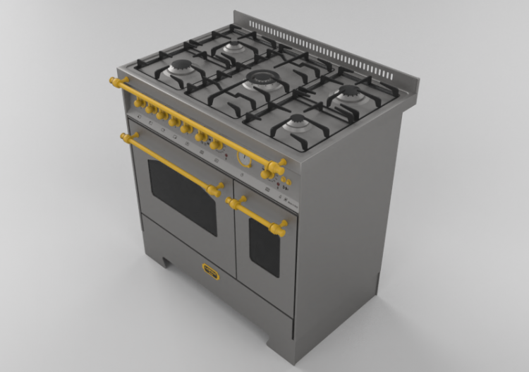 Elettrodomestici 3D - Cucina a gas 5 fuochi con due forni -...