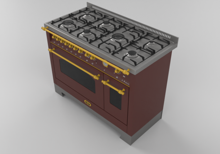 3D Electrical Appliances - Gas cooking hob with 7 heating...