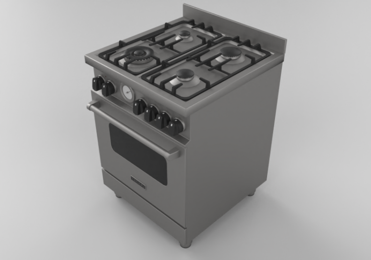 Electroménagers 3D - Cuisine à gaz 4 feux avec four...