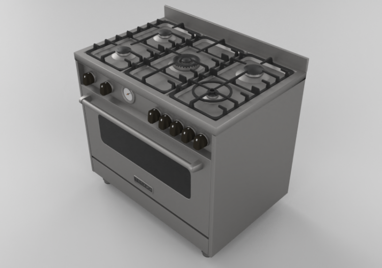 3D Electrical Appliances - Gas cooker with 5 burners and...