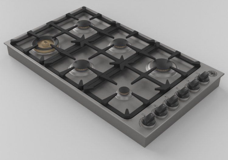 Elettrodomestici 3D - Piano cottura a gas da incasso 6...