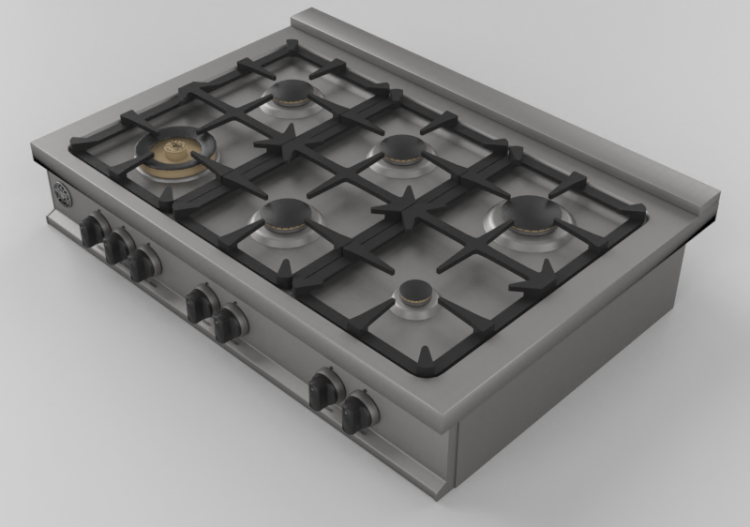 Eletrodomésticos 3D - Cooktop a gás embutido 6 bocas -...