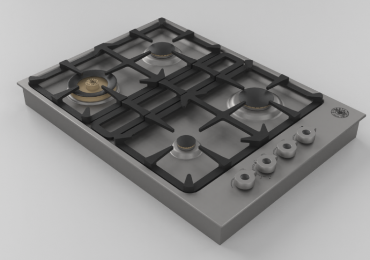 Eletrodomésticos 3D - Cooktop a gás embutido 4 bocas -...