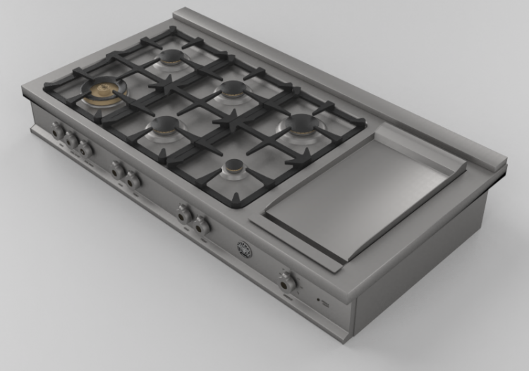 3D Haushaltgeräte - Einbau-Gasherd mit 6 Kochfelder und...
