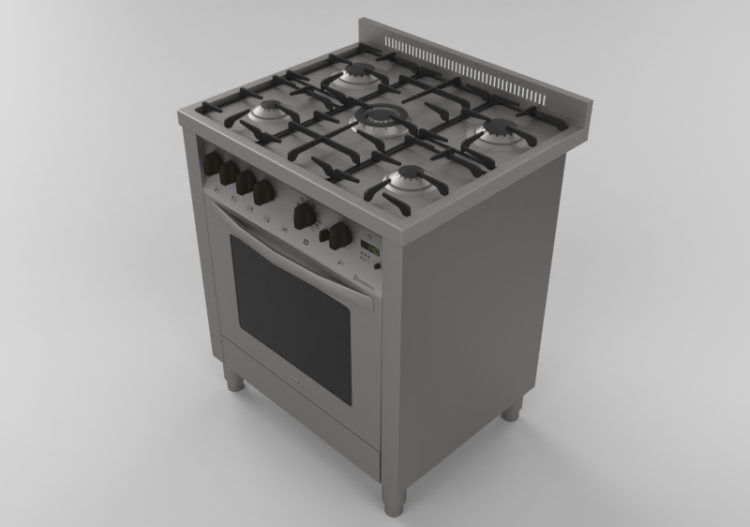 Eletrodomésticos 3D - Fogão a gás 5 bocas com forno...