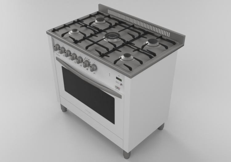 Electroménagers 3D - Cuisine à gaz 5 feux avec four...