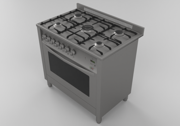Elettrodomestici 3D - Cucina a gas 5 fuochi con forno...