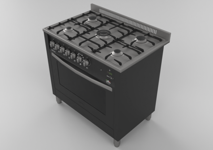 Electroménagers 3D - Cuisine à gaz 5 feux avec four...