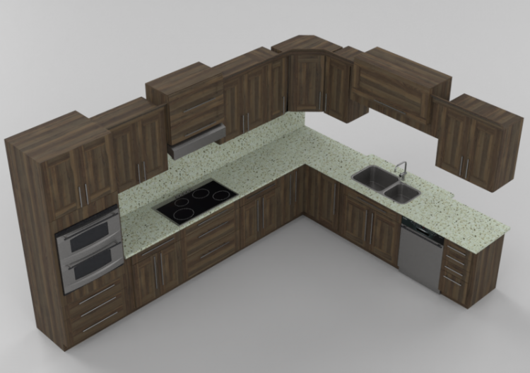 Cozinhas 3D - Cozinha completa com eletrodomésticos - Panda...