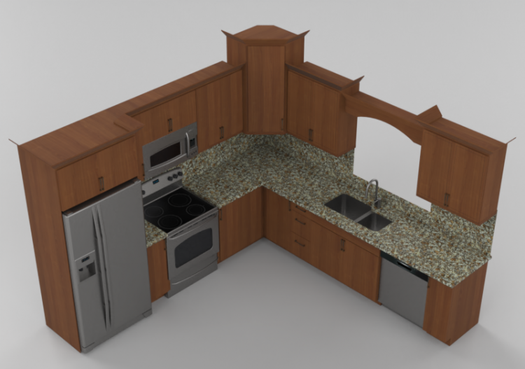 Cozinhas 3D - Cozinha completa com eletrodomésticos - Panda...