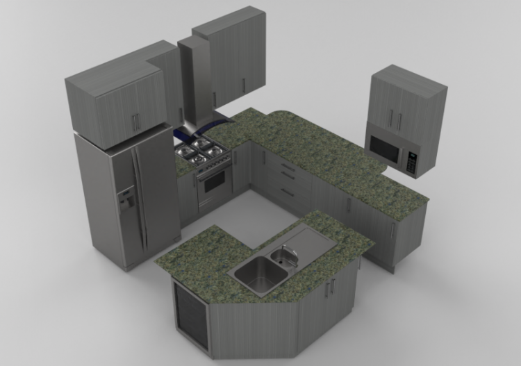 3D Kitchens - Kitchen complete with appliances - Panda -...