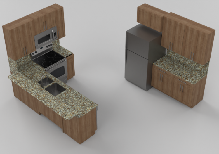 Cozinhas 3D - Cozinha completa com eletrodomésticos - Panda...