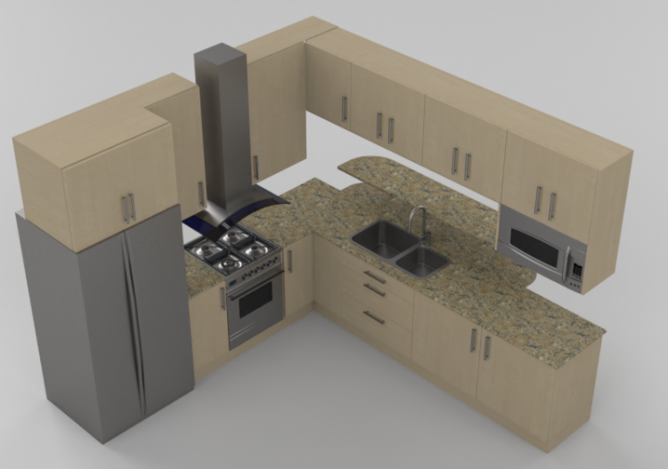 Cozinhas 3D - Cozinha completa com eletrodomésticos - Panda...