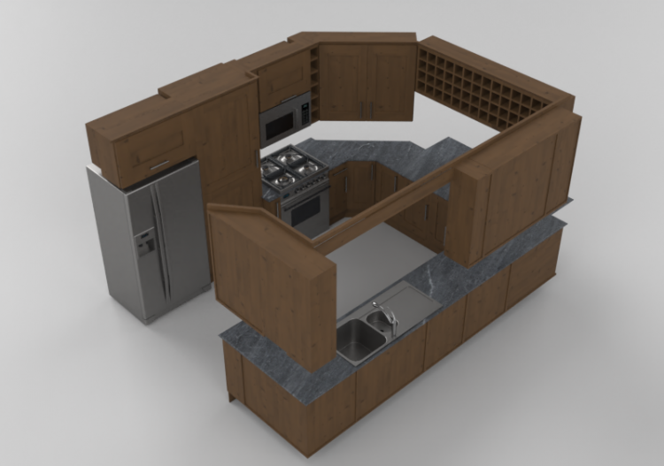 3D Küchen - Küche mit Elektrogeräte - Panda - Kitchen 4 -...