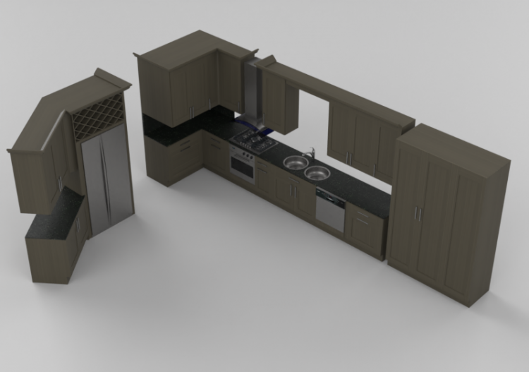 Cozinhas 3D - Cozinha completa com eletrodomésticos - Panda...