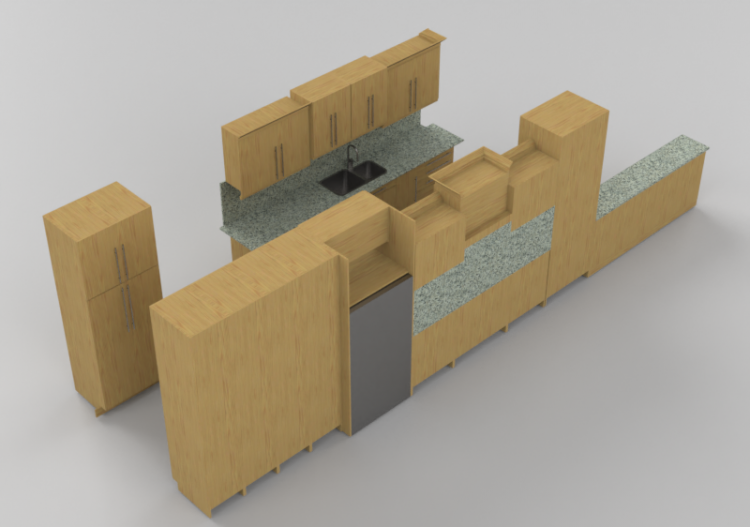 Cozinhas 3D - Cozinha completa com eletrodomésticos - Panda...