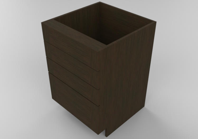 3D Möbel - Holzschrank mit vier Schubladen - Panda - DB24-4...
