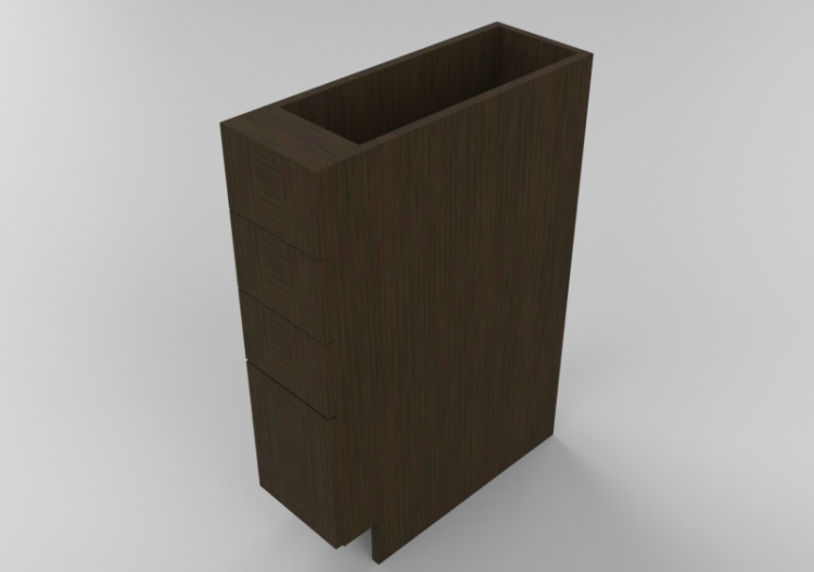 3D Möbel - Holzschrank mit vier Schubladen - Panda - DB09-4...