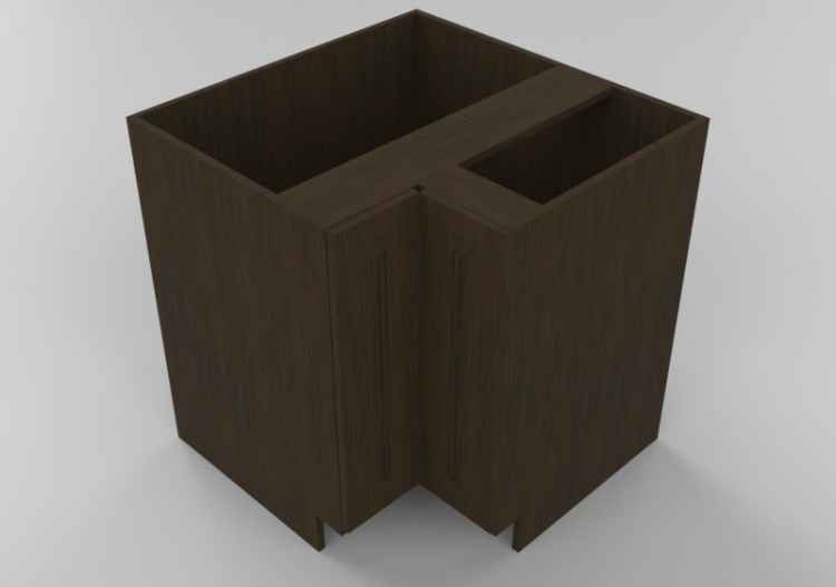 3D Furniture - Wooden Corner cabinet with two door panels -...