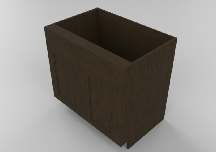 3D Furniture - Wooden cabinet with two door panels - Panda...