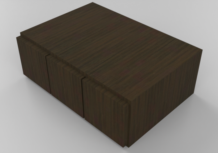 3D Möbel - Holzschrank mit drei Schubladen - Panda -...