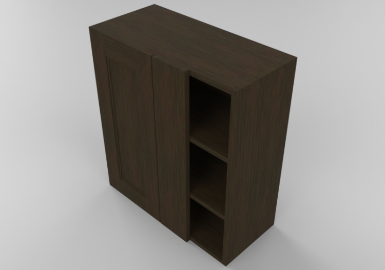 Meubles 3D - Meuble en bois avec un vantail et deux...